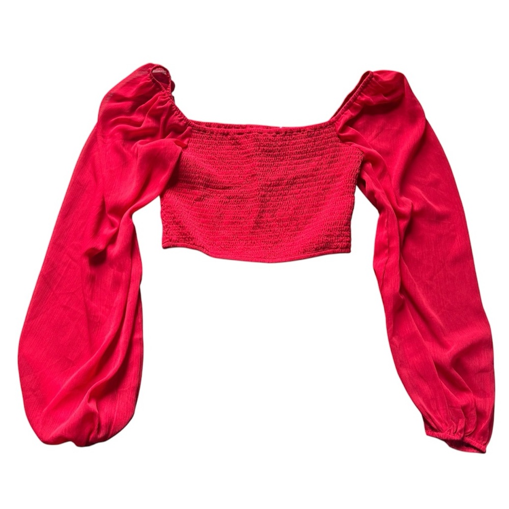 NWT Windsor Red Smocked Crop Top M